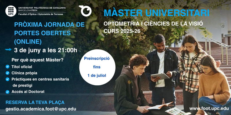 Jornada de Portes Obertes del Màster Universitari en Optometria i Ciències de la Visió (MUOCV)