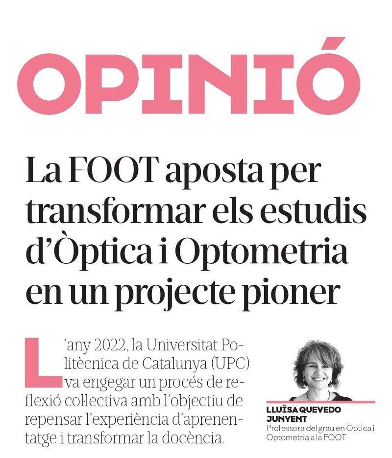 La FOOT aposta per transformar els estudis d'Òptica i Optometria en un projecte pioner